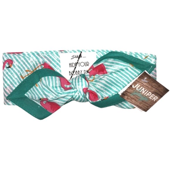 Flamingo and Stripes Retro Bandana Tie Headband - Picture 13 of 13